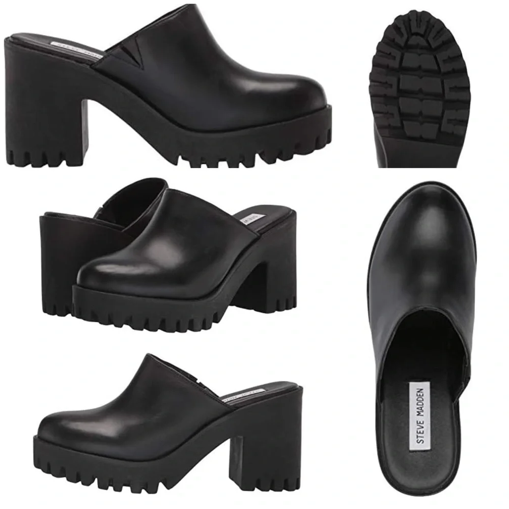 Steve Madden Black Platform Mules - Picture 11 of 13